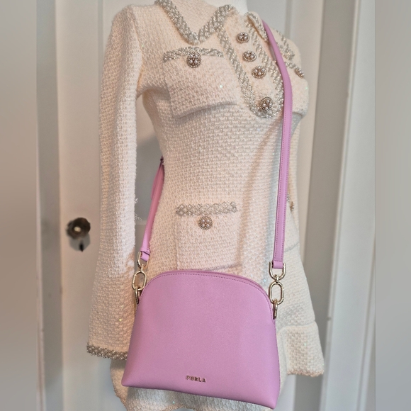 Furla NEW Lilac Leather Crossbody Bag – Small Dome Style, Gold Hardware - Picture 2 of 8